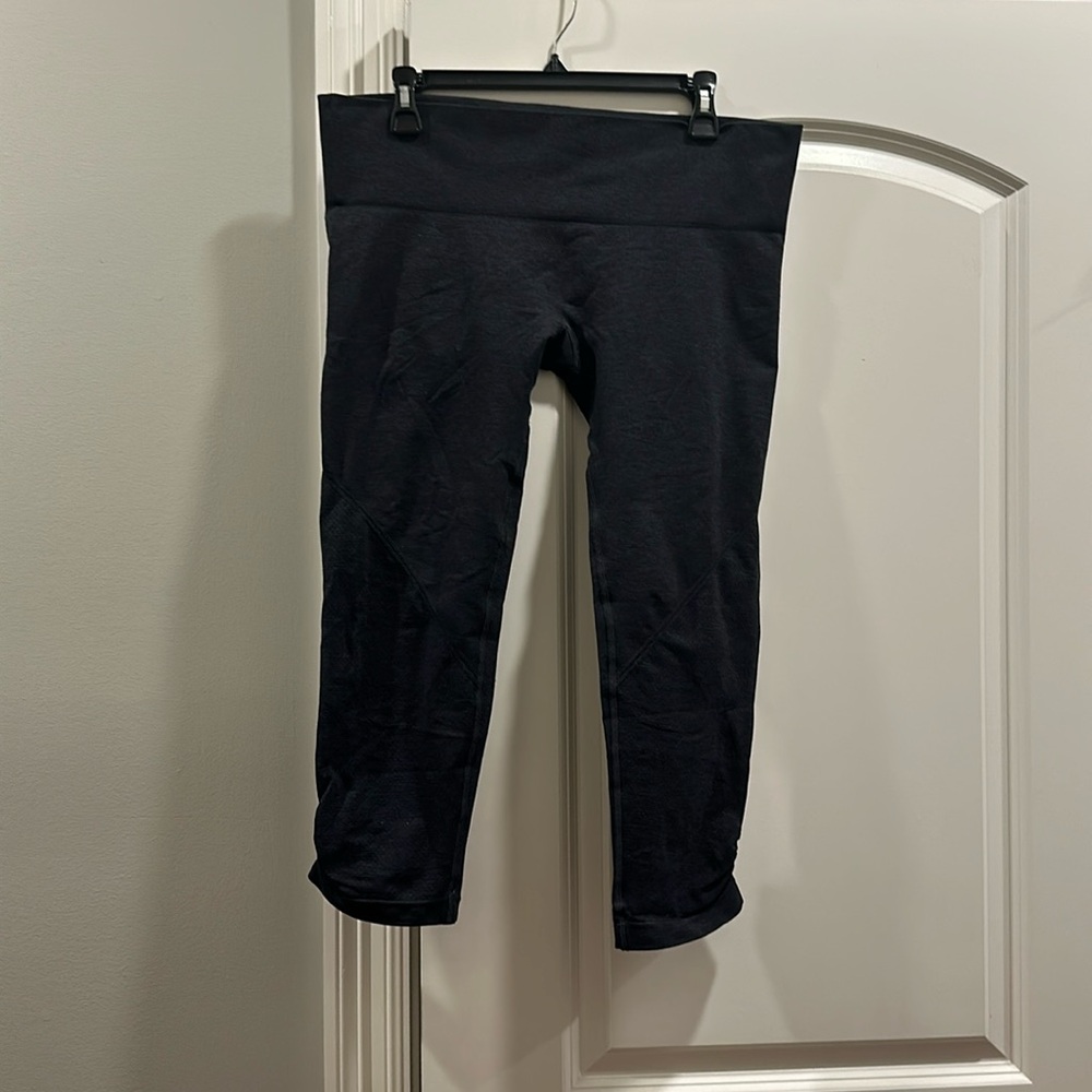 Lululemon In The Flow Capris Ruched Leggings- Dark Grey Size 12